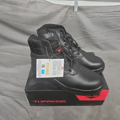 BOXED PAIR OF TUFFKING METAL FREE BLACK LEATHER ZIP BOOT COMPOSITE TOECAP & MIDSOLE - SIZE 13