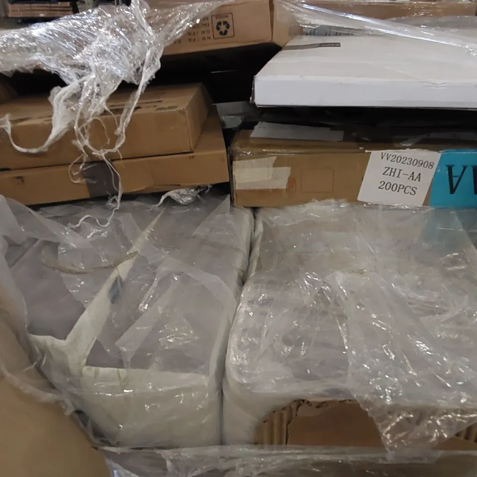 PALLET OF ASSORTED ITEMS INCLUDING: BEDSIDE CABINET, KEYBOARD TRAY, STEP STOOL, TOILET SEAT