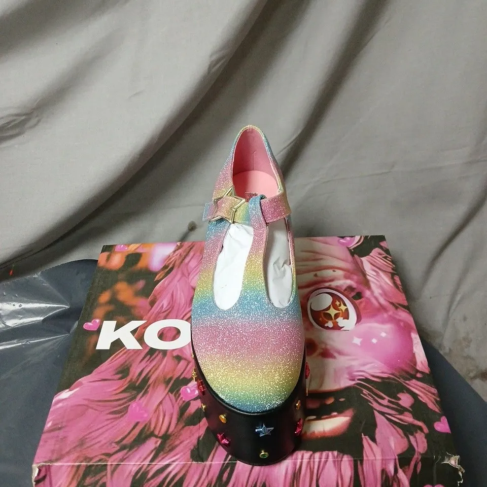 KOI SHINO RAINBOW PLATFORM MARY JANES MULTI COLOUR BOXED SIZE 8