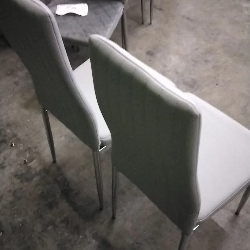 SET OF 2 ELEPHANT GREY LEATHER DINING CHAIRS WITH CHROME LEGS