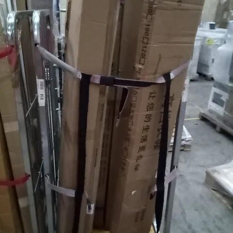 3 CAGES OF ASSORTED ITEMS INCLUDING BATHROOM SHELF, ROLLER BLIND, FLOOR MIRROR, HOLLYWOOD MAKEUP MIRROR, FOLDING STEP LADDER