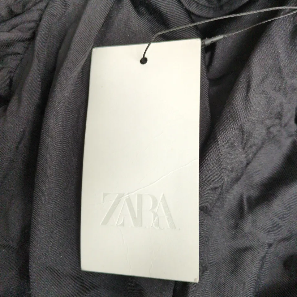 ZARA WOMEN'S BLACK DRAWSTRING-WAIST BODYSUIT - SIZE L