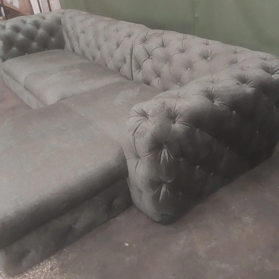 DESIGNER CHELSEY OLIVE GREEN CORNER CHAISE SOFA