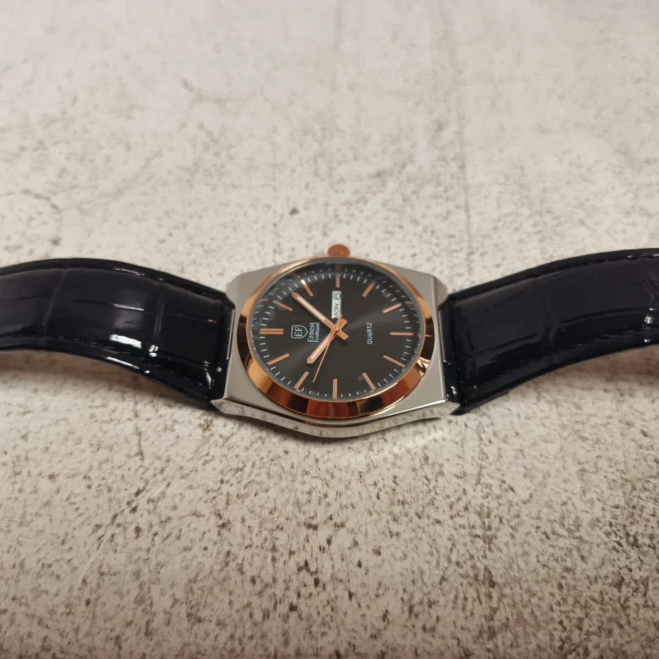 ERNEST FERDINAND QUARTZ WRISTWATCH – BOXED WITH LEATHER STRAP