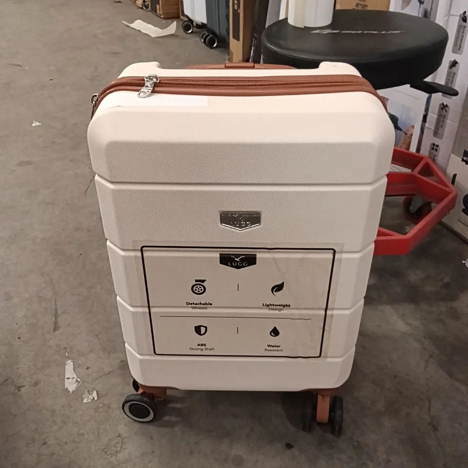 UNBOXED KEPLIN LUGG SMALL SIZE TRAVEL SUITCASE WITH WHEELS AND LIGHT BROWN COLOUR 