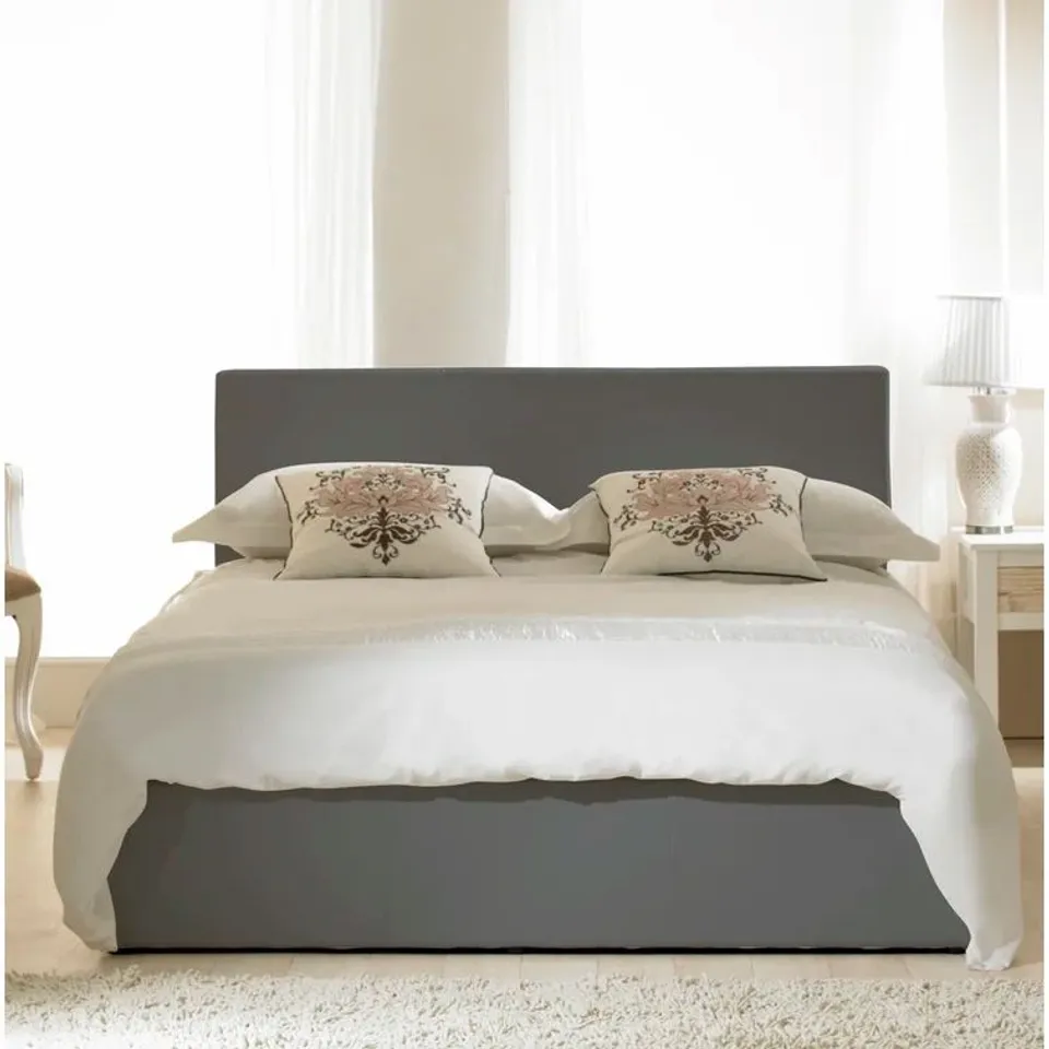 BOXED DESIGNER JORGAN UPHOLSTERED SUPER KINGSIZE OTTOMAN BED FAUX LEATHER (3 boxes)