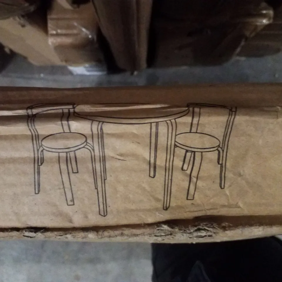 BOXED  TABLE AND CHAIRS SET - WHITE