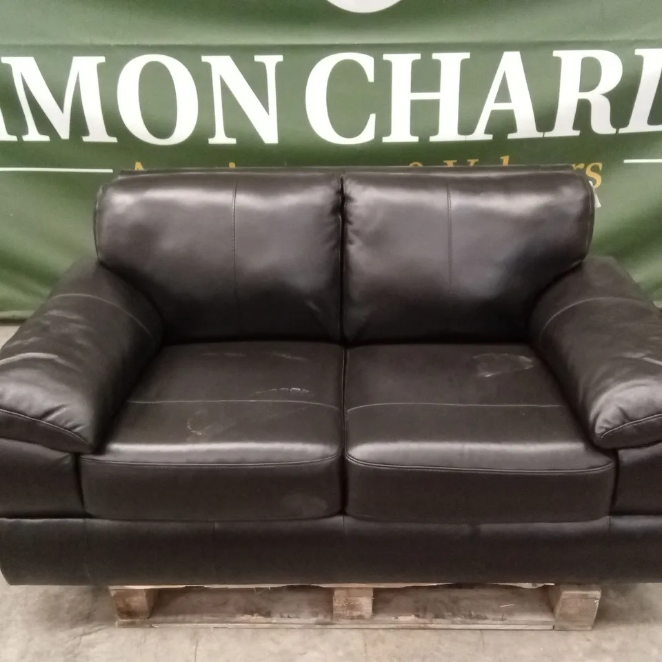 MARLOW ITALIAN LEATHER 2 SEATER SOFA - BLACK RRP £1299
