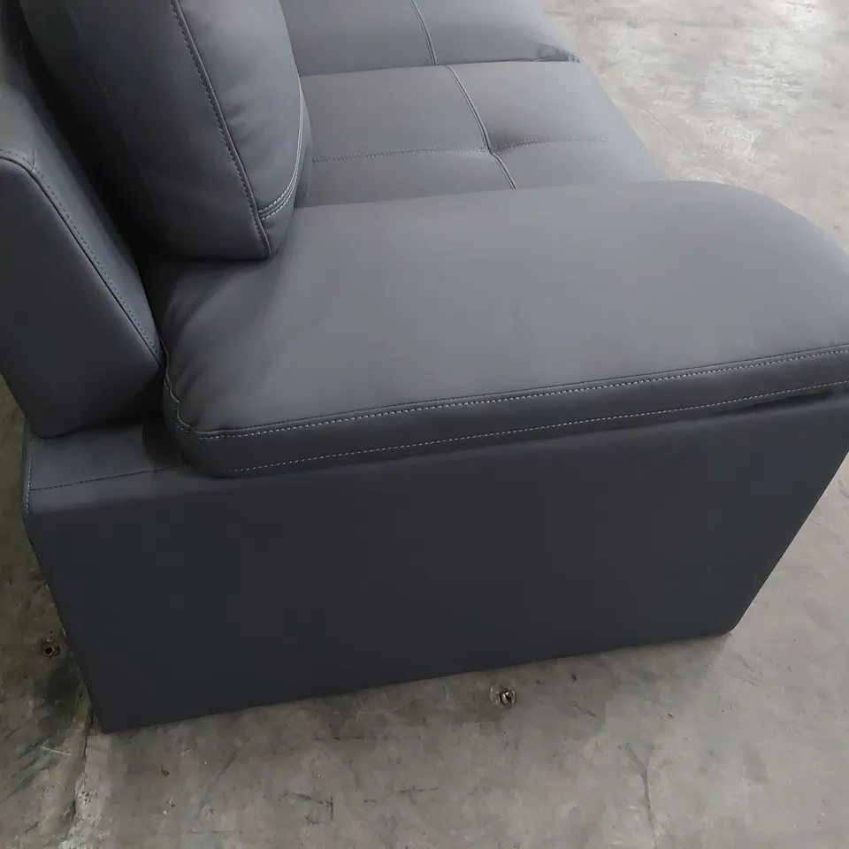 DESIGNER TWO SEATER SOFA GREY LEATHER 
