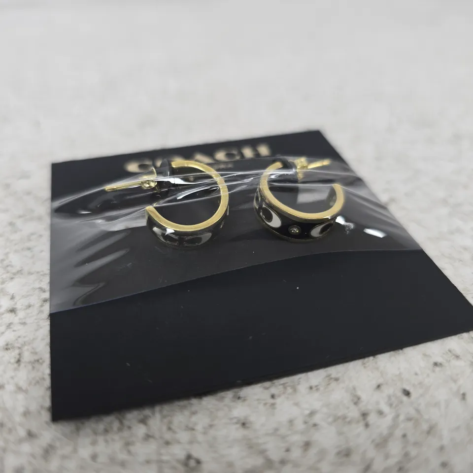 COACH NEW YORK GOLD-TONE HOOP EARRINGS