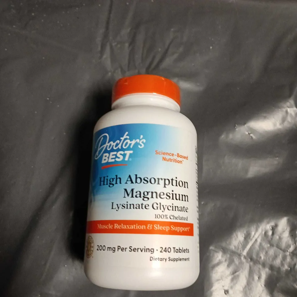 DOCTOR'S BEST HIGH ABSORPTION MAGNESIUM LYSINATE GLYCINATE – DIETARY SUPPLEMENT, 240 TABLETS