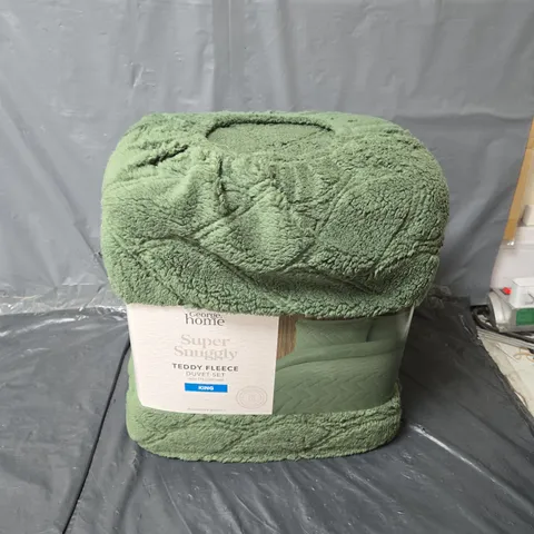 5 HOME SUPER SNUGGLY TEDDY FLEECE DUVET SET IN GREEN - KING