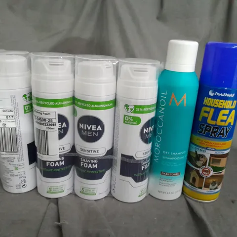 BOX OF APPROXIMATELY 15 AEROSOLS TO INCLUDE  - NIVEA MEN - MOROCCANOIL - FLEA SPRAY - COLLECTION ONLY 