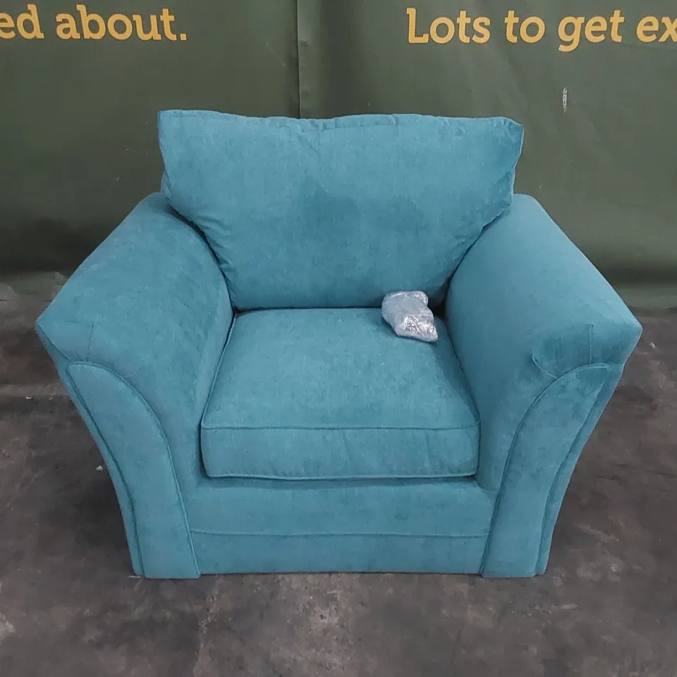 DESIGNER DURY FIXED BACK FABRIC UPHOLSTERED CHAIR - TEAL