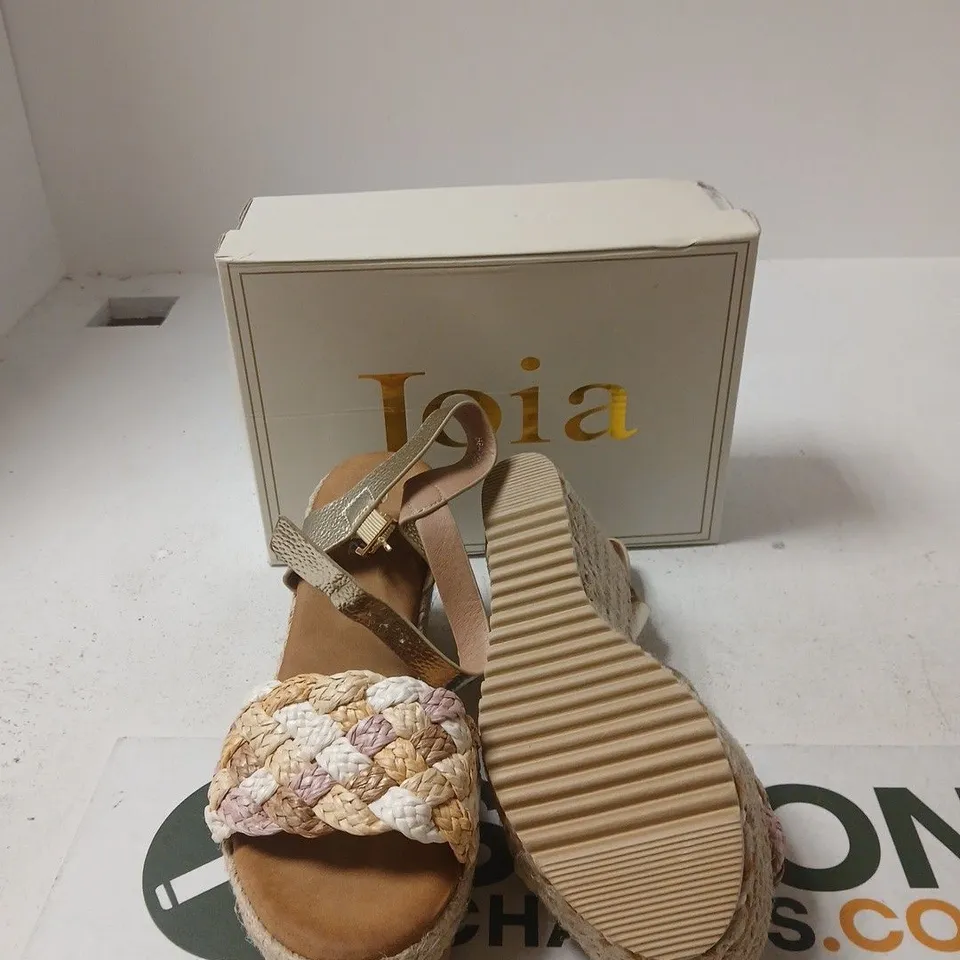JOIA WOMEN'S ESPADRILLE WEDGE SANDALS – BEIGE BRAIDED STRAPS - EUR 38