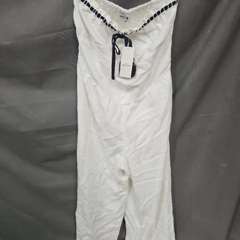 HOLLISTER JUMPSUIT IN CREAM/NAVY SIZE S