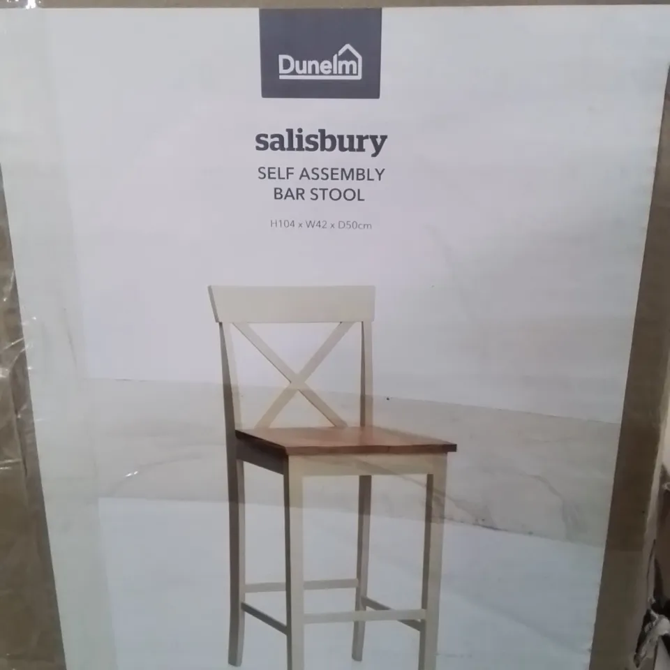 BOXED SALISBURY COUNTER HEIGHT BAR STOOL, WOOD GRAIN (1 BOX)
