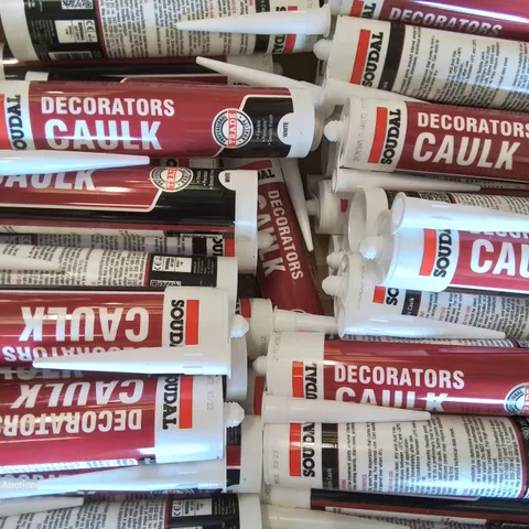 BOX CONTAINING LARGE AMOUNT OF DECORATORS CAULK 