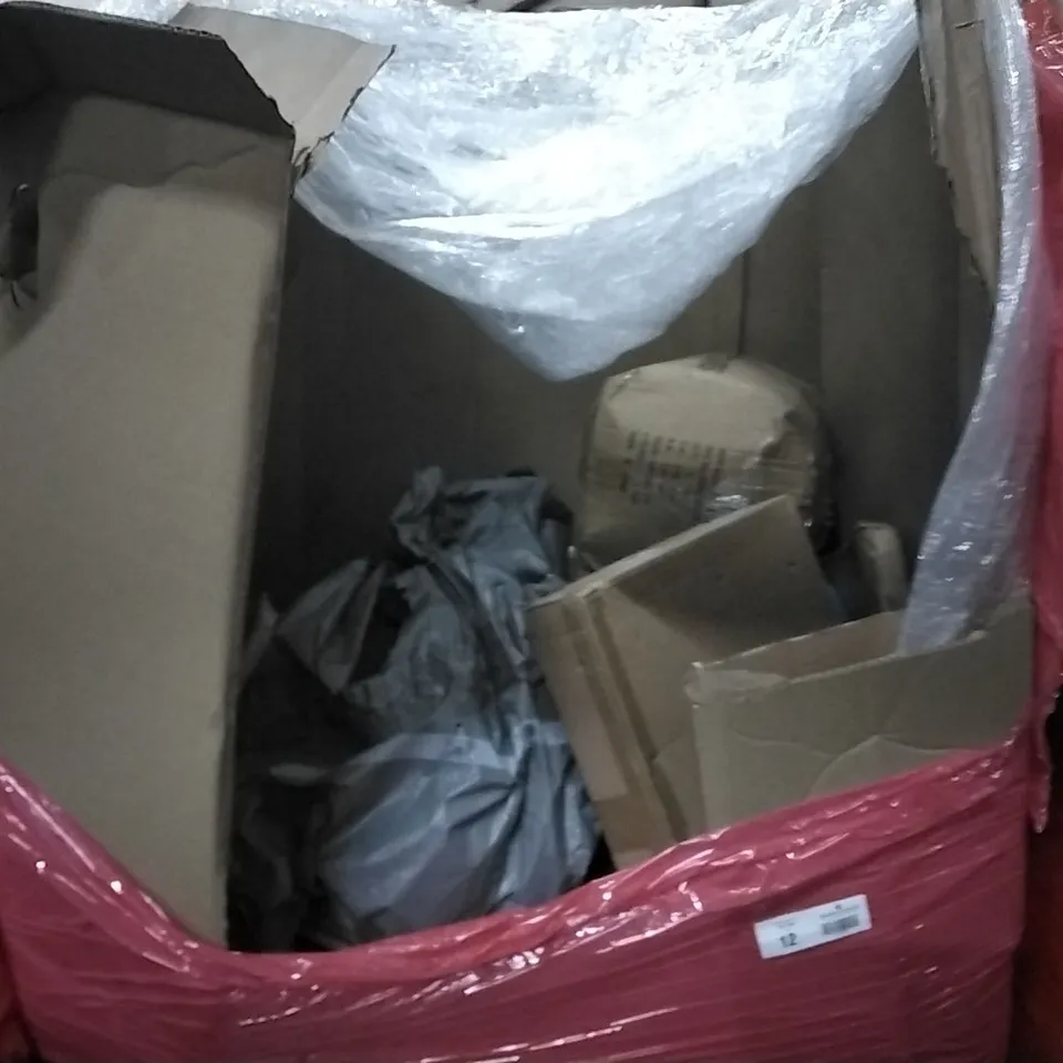 PALLET OF ASSORTED ITEMS TO INCLUDE: COMPOST SPREADER, LED CEILING LIGHT, KISEELY PORTABLE BATHTUB, LUGGAGE ETC