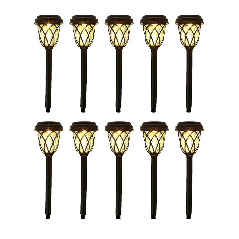 GARDEN REFLECTIONS SET OF 10 DUAL FUNCTION SUNBEAM SOLAR GLASS STAKE LIGHTS