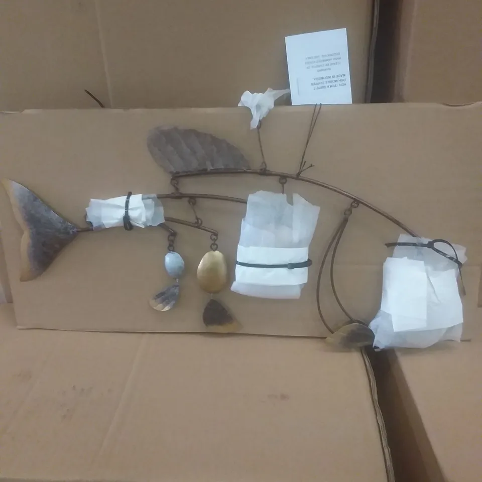 BOX CONTAINING 2 BRAND NEW FISH MOBILE - COPPER