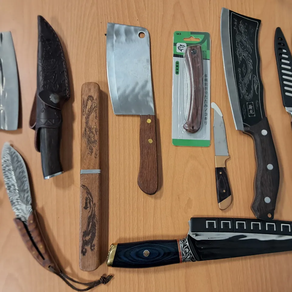 LOT OF 11 ASSORTED KNIFES AND CLEVERS