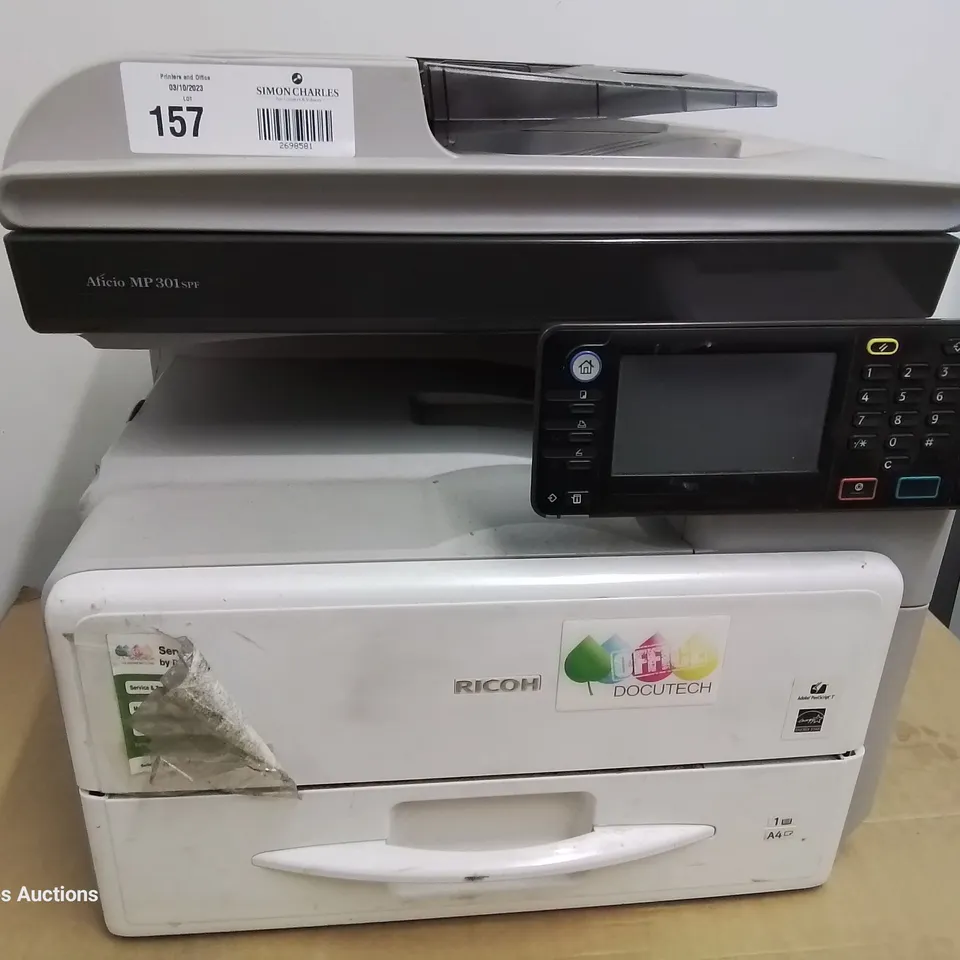 RICOH AFICIO MP 301 SPF FAST MONO MULTI FUNCTION FAX/SCAN/ PRINT 31ppm