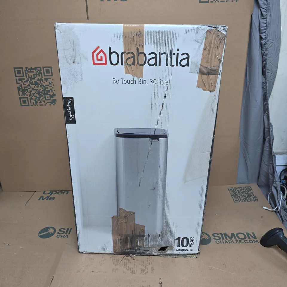 BRABANTIA BO TOUCH BIN, 30L - SILVER - BOXED 