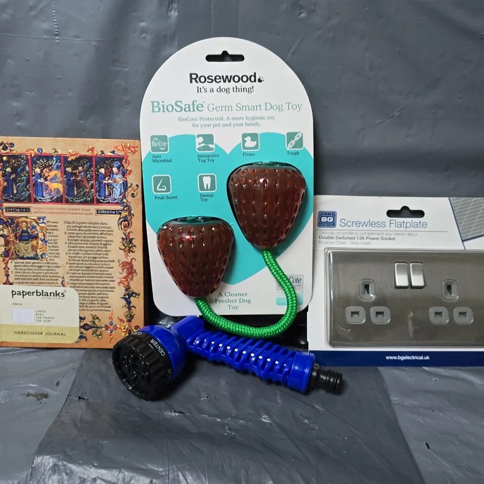 APPROXIMATELY 10 ASSORTED ITEMS TO INCLUDE - ROSEWOOD GERM SMART DOG TOY , SCREWLESS FLATPLATE , PAPER BLANKS ETC