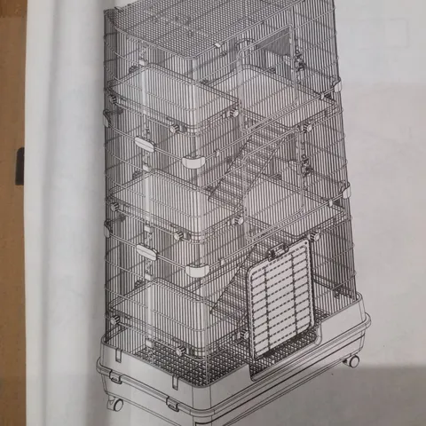 BOXED SMALL ANIMAL 6-TIER NARROW WIRE MESH HOUSE BROWN