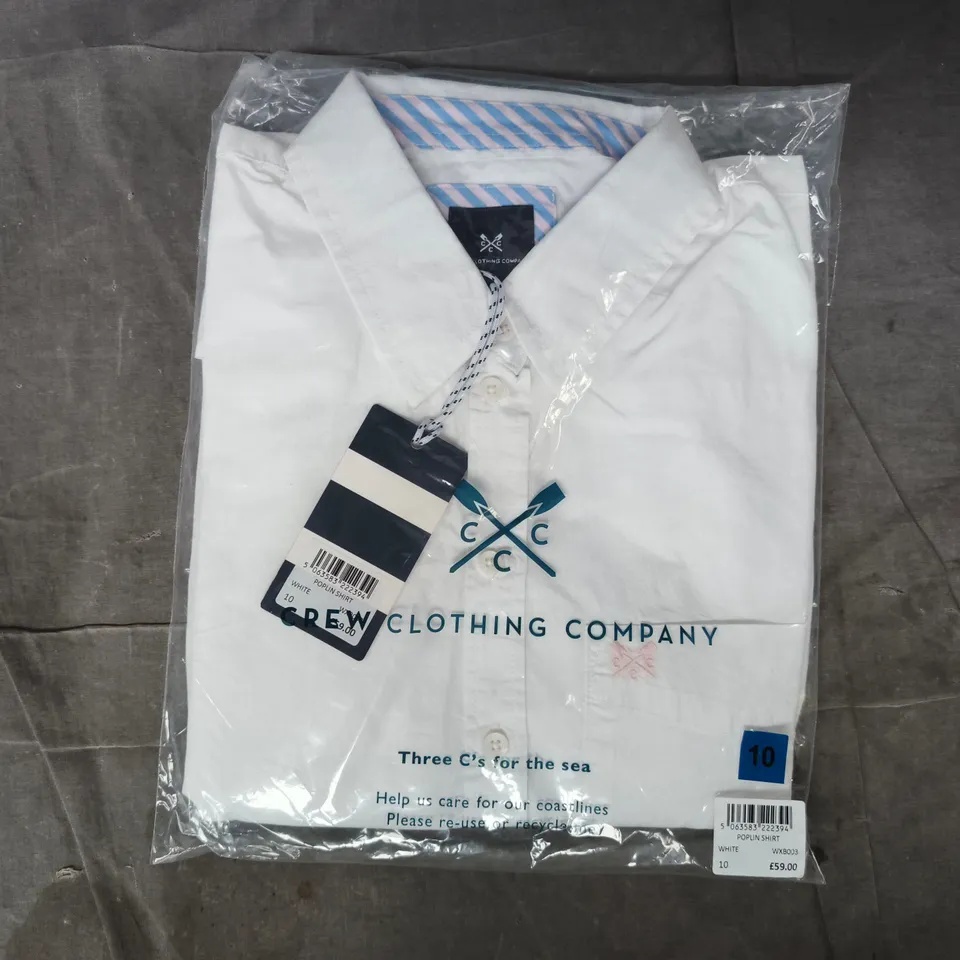 BAGGED CREW CLOTHING COMPANY POPLIN SHIRT IN WHITE SIZE 10