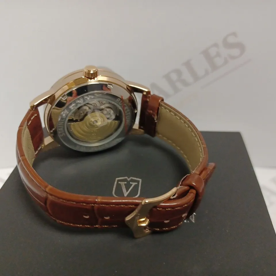 RUCKSTUHL LEATHER STRAP WRISTWATCH WITH BLUE FACE