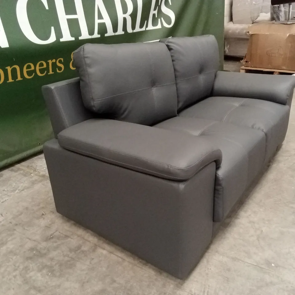 KANSAS 2 SEATER SOFA, GREY FAUX LEATHER