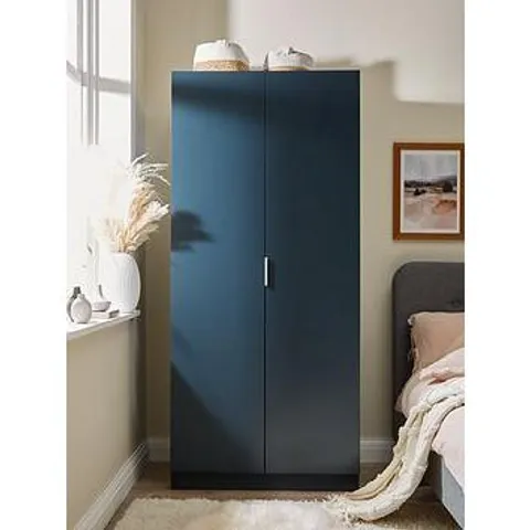 BOXED LADNER 2 DOOR WARDROBE IN WHITE OAK EFFECT (ONE BOX ONLY, BOX 2 OF 2)