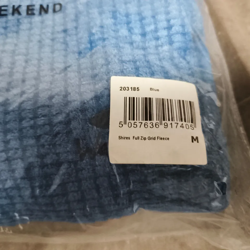 WEIRD FISH SHIRES FULL ZIP GRID FLEECE – BLUE – UK M