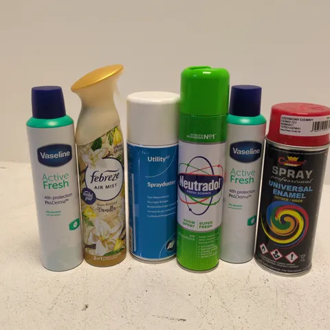 APPROXIMATELY 15 ASSORTED AEROSOLS TO INCLUDE VASELINE ACTIVE FRESH, FEBREEZE AIR MIST, SPRAYDUST, ETC - COLLECTION ONLY