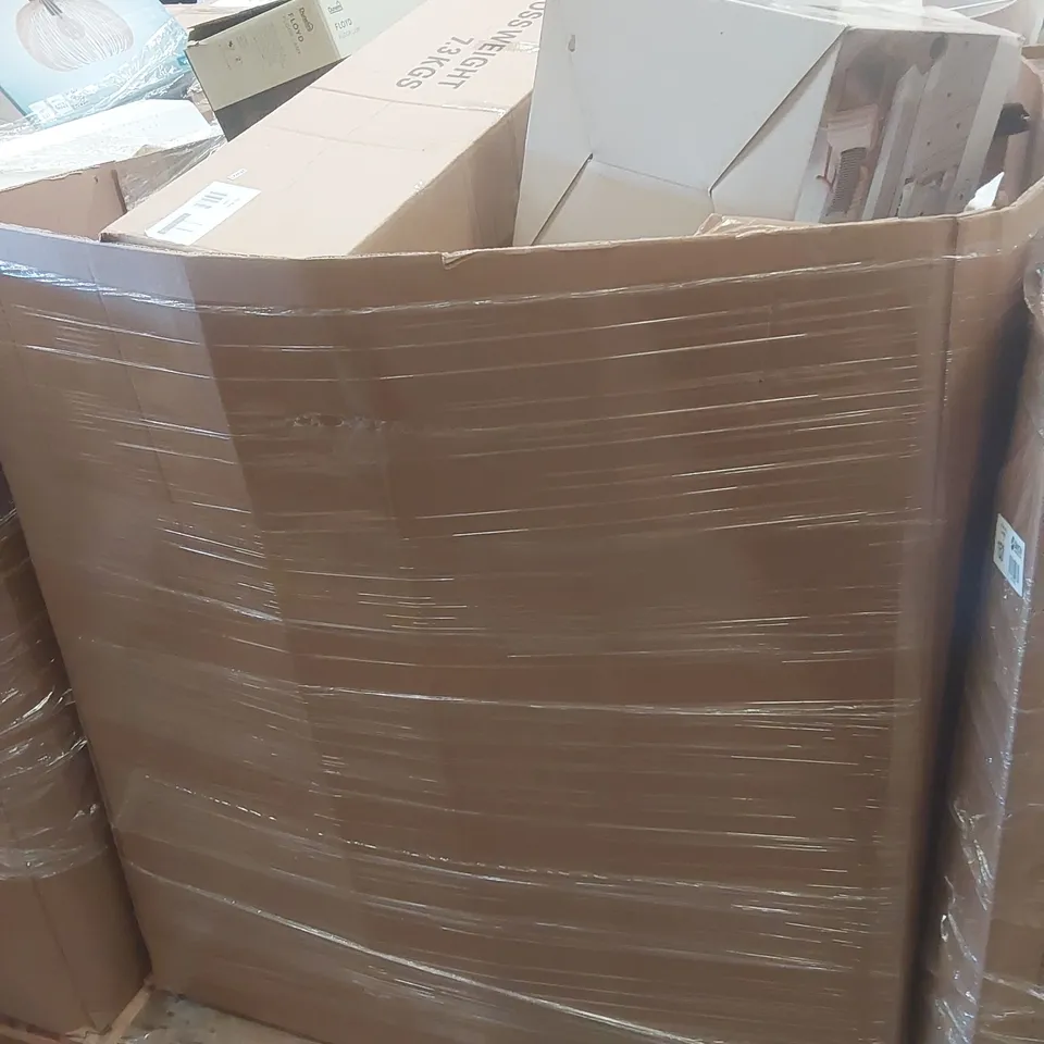 PALLET CONTAINING A VERY LARGE QUANTITY OF ASSORTED DESIGNER LIGHTING PRODUCTS INCLUDING: FLOYD FLOOR LAMP, CHARLESTON FLOOR LAMP, ELEMENTS SPOTLIGHT, LAMP SHADE ECT