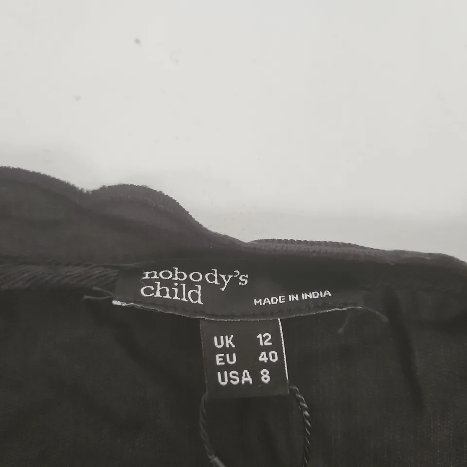 NOBODY'S CHILD BLACK FLORAL DRESS – UK 12 (EU 40, USA 8) MADE IN INDIA