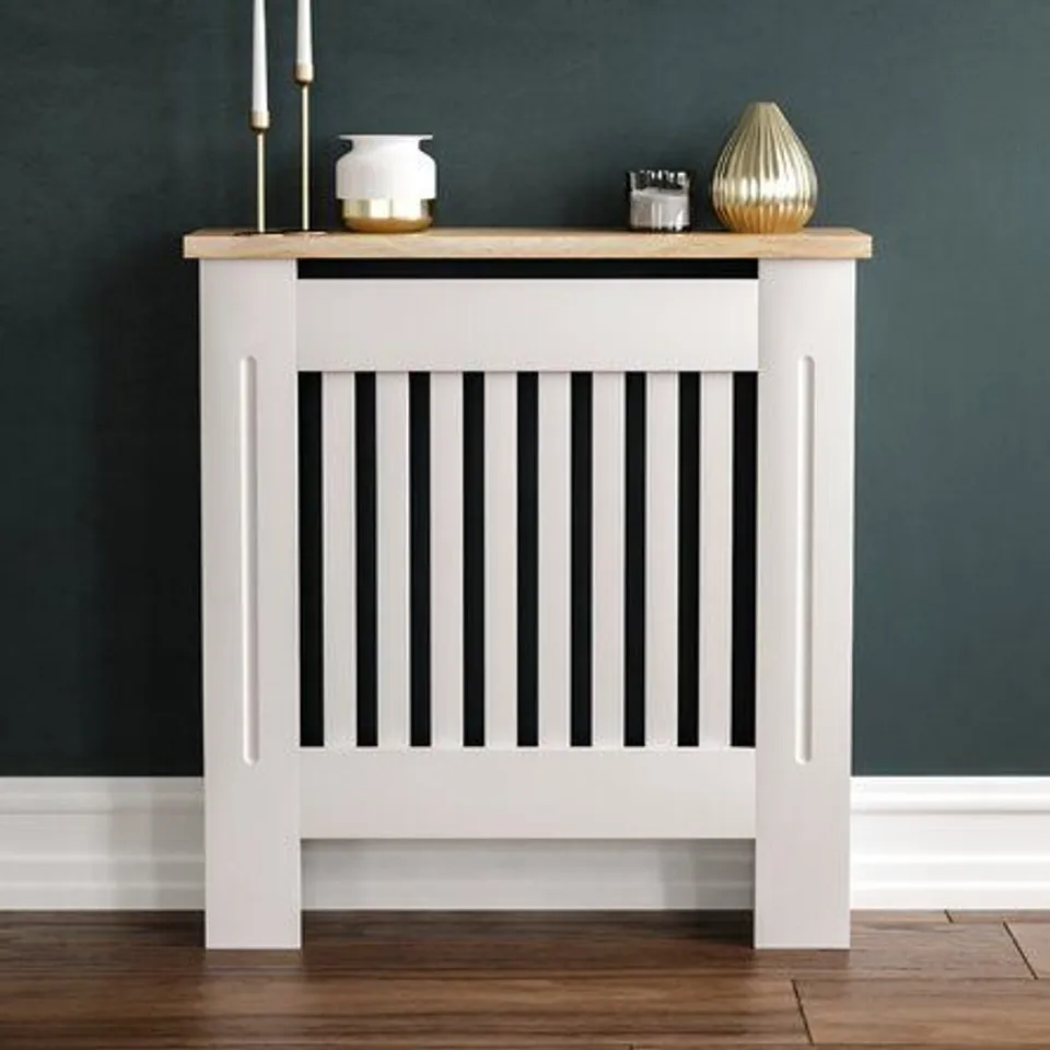 BOXED CHELSEA WHITE RADIATOR COVER 80X93CM 