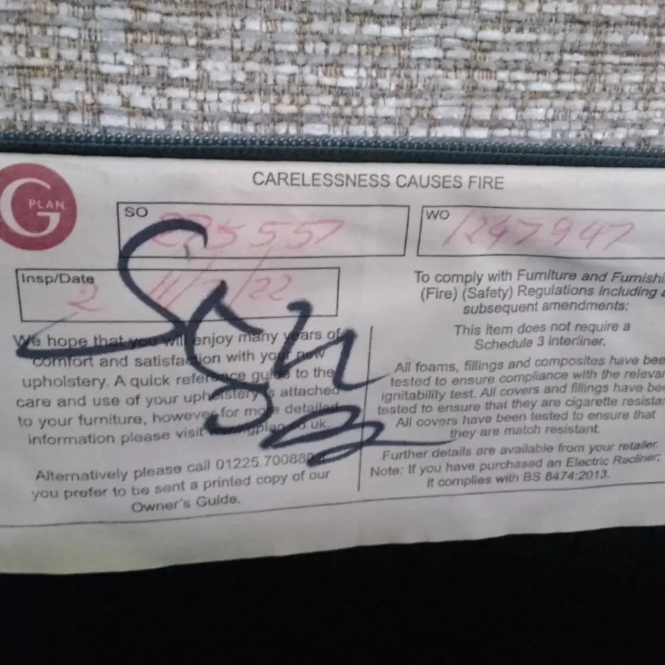 QUALITY DESIGNER G-PLAN STRATFORD MANUAL RECLINER CHAIR - LOOM SHALE FABRIC 