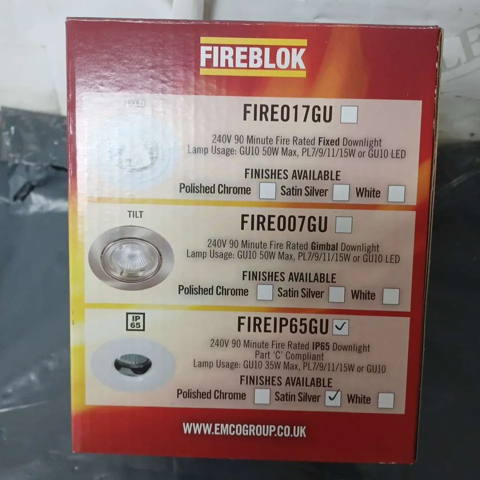 PALLET CONTAINING APPROXIMATELY 200 FIREBLOK FIREIP65GU SPOTLIGHTS IN SATIN SILVER 