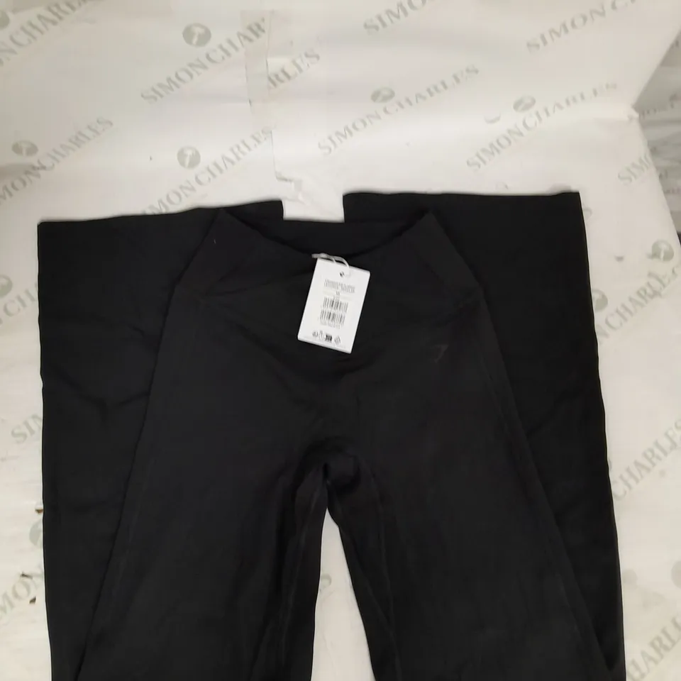 GYMSHARK CROSSOVER FLARED LEGGINGS IN BLACK SIZE XS