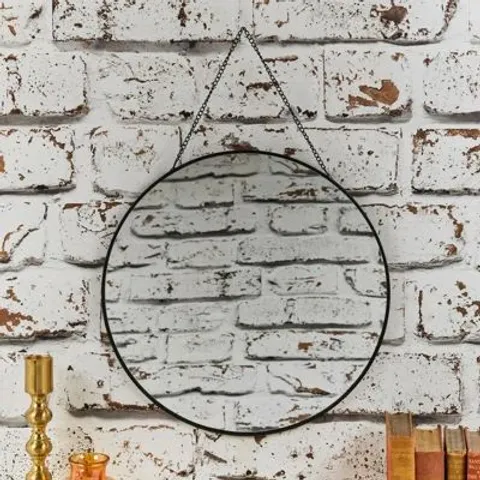BOXED GOLD 30CM GOLD OR BLACK ROUND HANGING WALL MIRROR 
