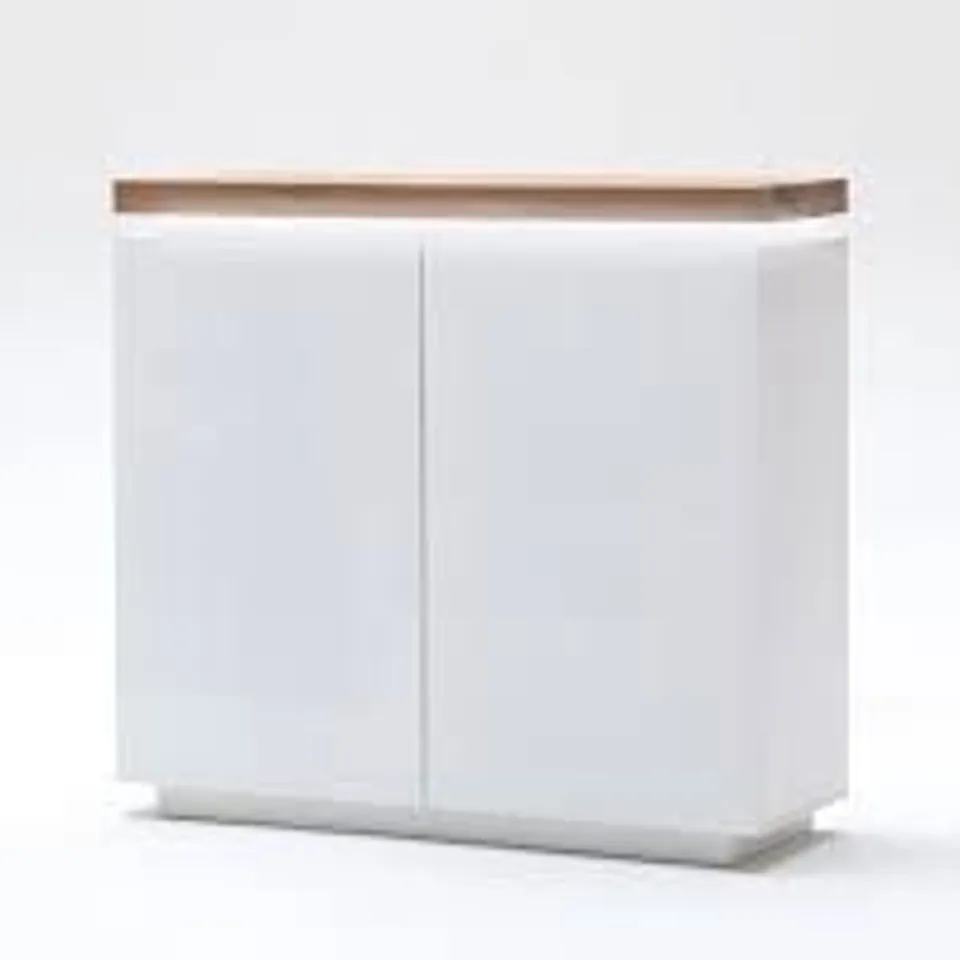 BRAND NEW BOXED ROMINA SIDEBOARD IN KNOTTY OAK AND MATT WHITE WITH LED LIGHT (3 BOXES)