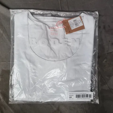 BAGGED BODEN DOUBLE LAYER SCOOP LONG SLEEVE TOP IN WHITE SIZE 14
