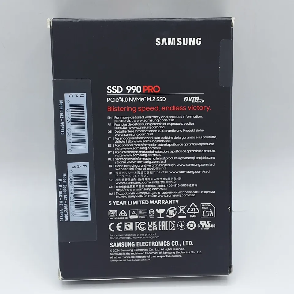 SEALED SAMSUNG 2TB 990 PRO PCIE 4.0 NAME M.2 SSD - MZ-VP92T0