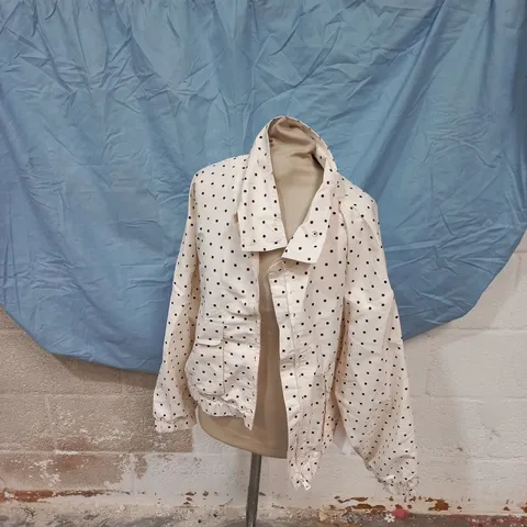 NOBODY’S CHILD WOMEN'S WHITE POLKA DOT JACKET – NAVY DOTS, UK SIZE M