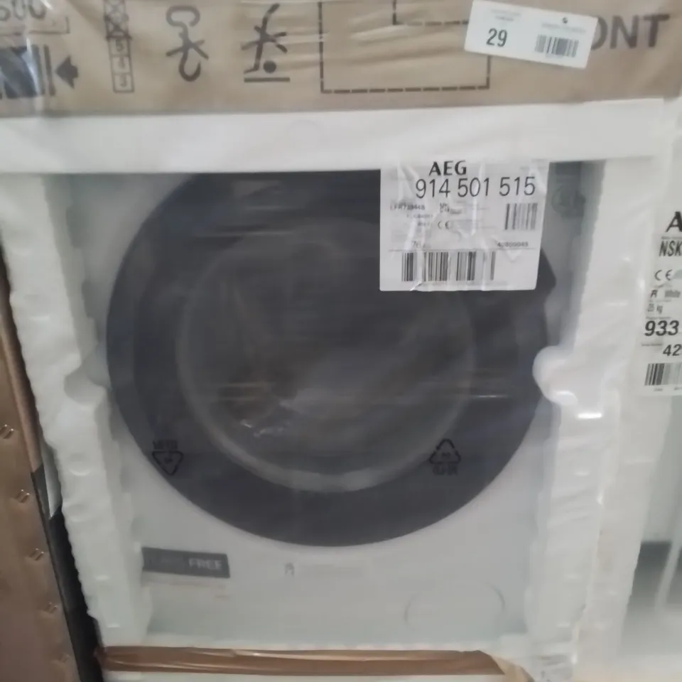 AEG 7000 SERIES WASHING MACHINE LFR73944B, PROSTEAM FREESTANDING WASHING MACHINE USING 96% LESS WATER, 9KG LOAD, 1400RPM SPIN, ENERGY CLASS A, WHITE