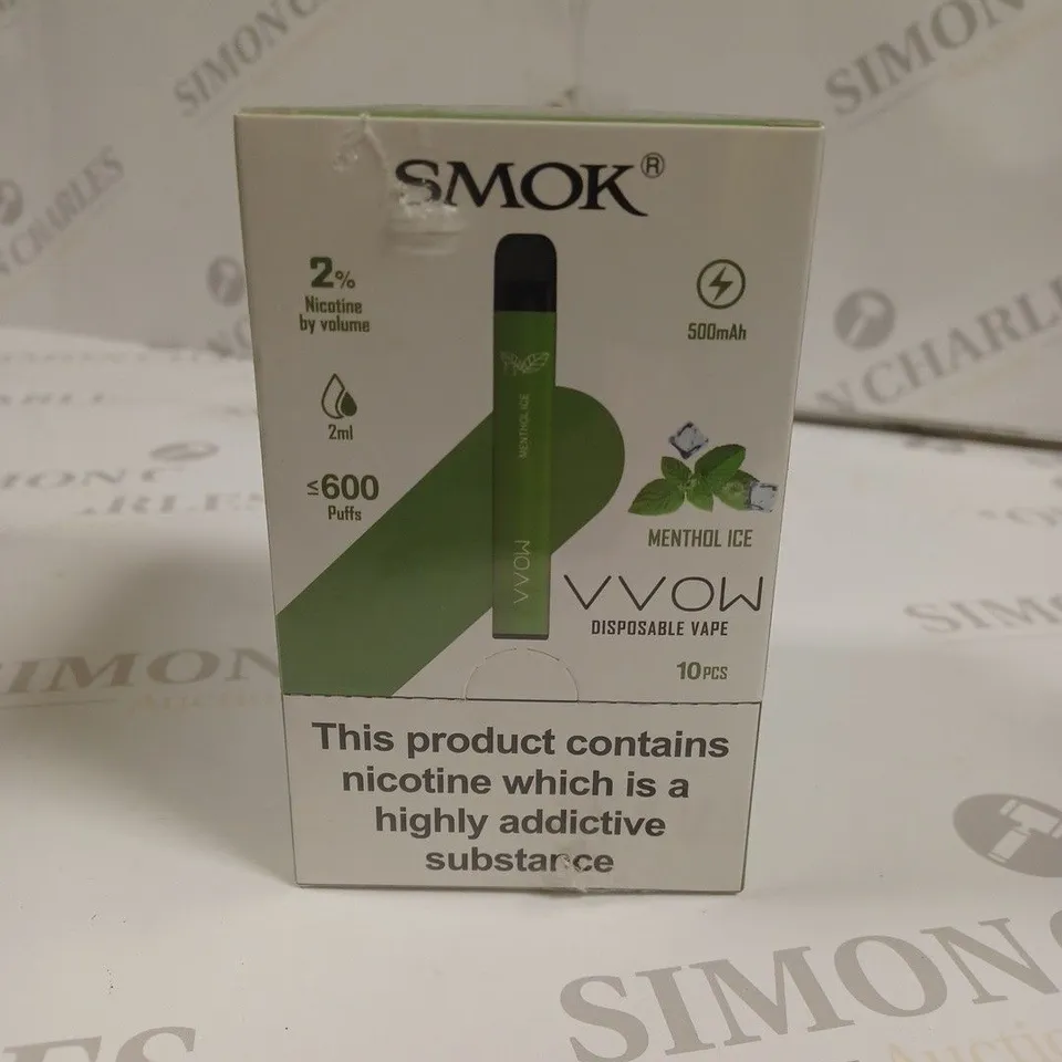 SEALED SMOK VVOW 10-PACK OF DISPOSABLE VAPES - MENTHOL ICE
