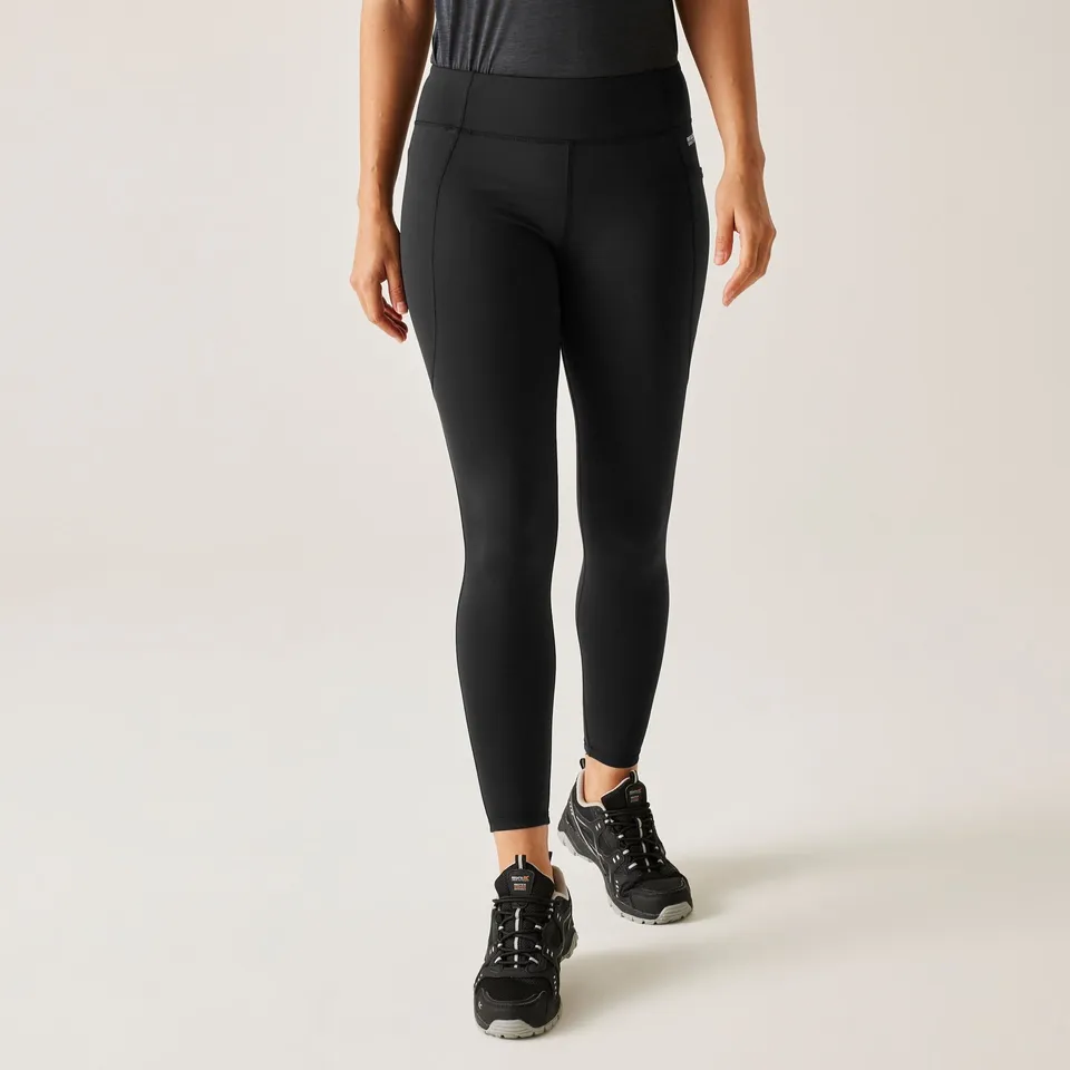 BRAND NEW REGATTA WOMENS HOLEEN PRO COMPRESSION LEGGINGS IN BLACK SIZE UK 10